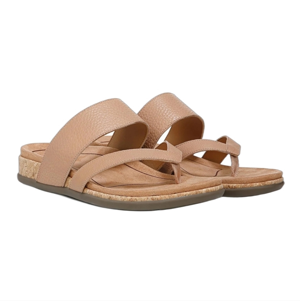 Vionic | Marvina Thong Tan Leather Orthotic Toe-Post Slip-On Sandals Size 5